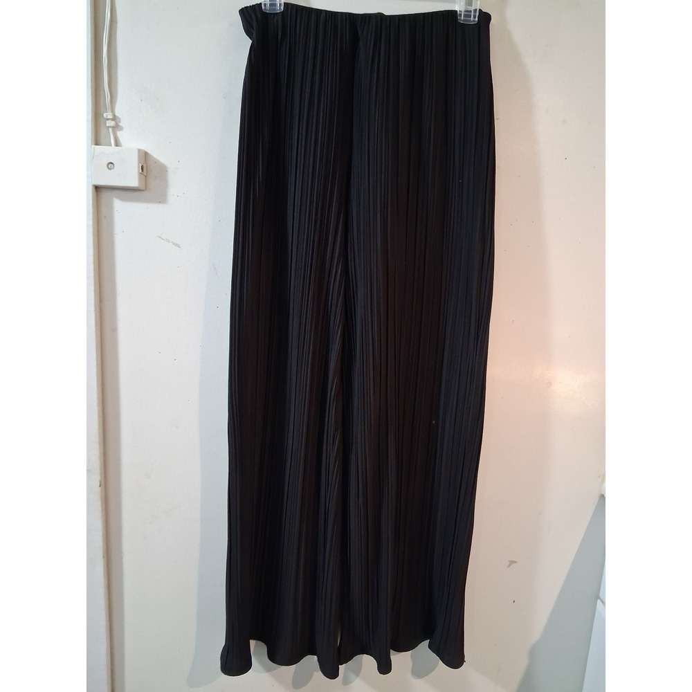 Rails Black Pleated Wide Leg Pants Elastic Waist Micro Plisse Size S